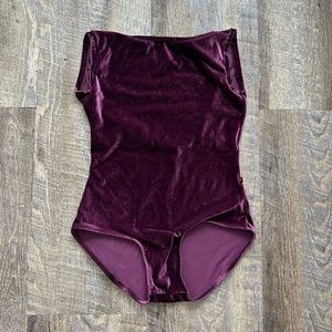 Yumiko Black Label Leotard Purple Velvet Size Large L